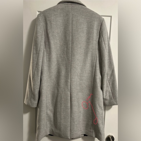 Zara LANIFICIO CANCIOLI Fine Italian Wool Blend Gray Long Coat Jacket - Picture 3 of 5